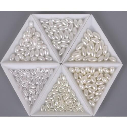 Multi-size Acrylic Imitation Pearl Rice Beads 2 Holes European Beads For Fashion Jewelry Making DIY Necklace&Bracelet