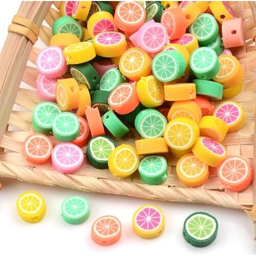 30pcs/60pcs/90pcs Mixed Lemon Chips Fruit Polymer Clay Beads Loose Spacer Beads For Jewelry Making DIY Bracelet Accessories
