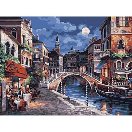 DIY Digital Painting By Numbers Package Moonlight tow gentleman oil painting mural Kits Coloring Wall Art Picture Gift frameless