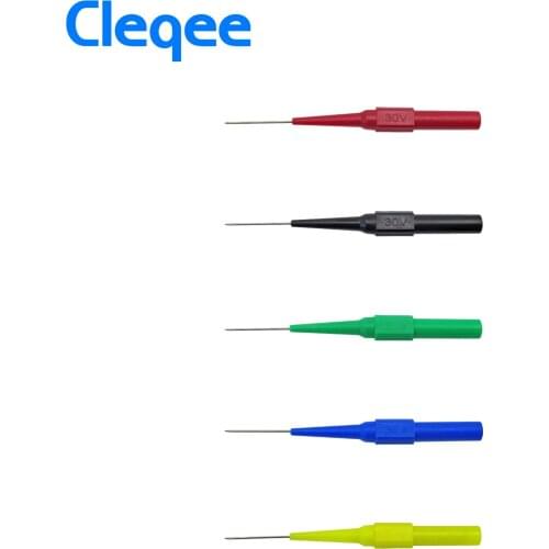 Cleqee P5007 10pcs Insulation Piercing Needle Non-destructive Multimeter Test Probes Red/Black