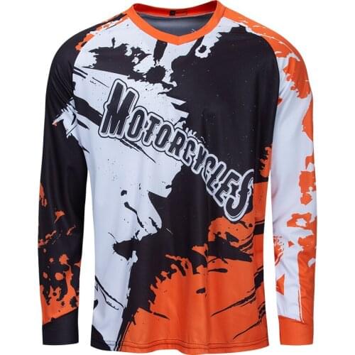 Breathable Lycra Cycling Clothing Mens Motocross Mountain Bike Clothes Off Road MTB Downhill DH Jersey Skull Long Sleeve Shirt