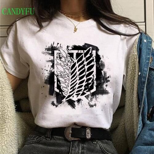 Anime T Shirt Women/Men Tops Titans Attack Graphic Tees Harajuku Tshirt Shingeki No Kyojin T-shirt Manga Unisex Vintage