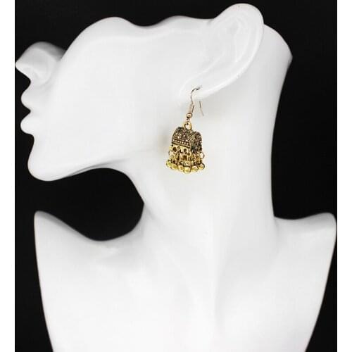 Geometric figure bronze pendant jewelry retro-ancient national Gypsy Afghan jewelry tasseled Earrings female fashion gift