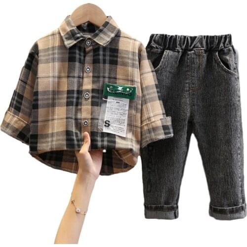 Baby Clothes Long Sleeves Sets Spring Autumn Kids Boys Casual Outfit Suits Boy Shirt + Jeans 2 PCS Suits Toddler Boy Clothes