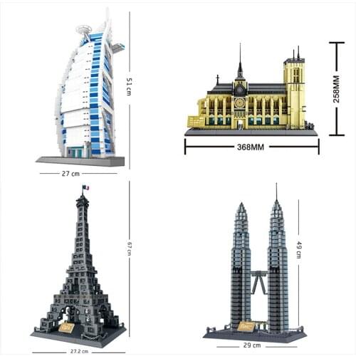 WanGe city compatible Architecture Taj Mahal London Paris town bridge building blocks children assemble bricks toys