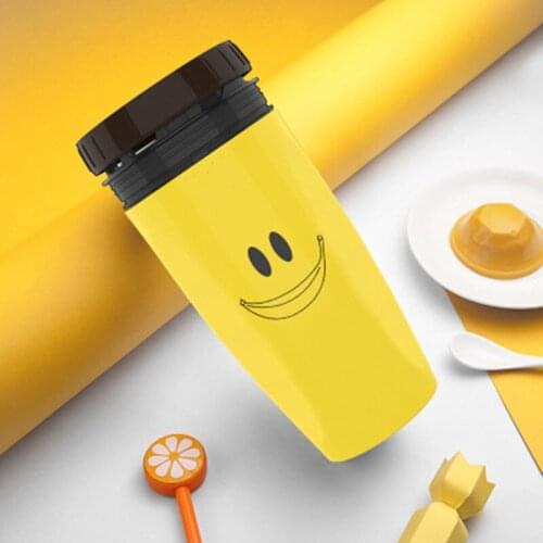 Creative twist cup without lid portable hand straw cup 300ML plastic cartoon double layer children/adult cup