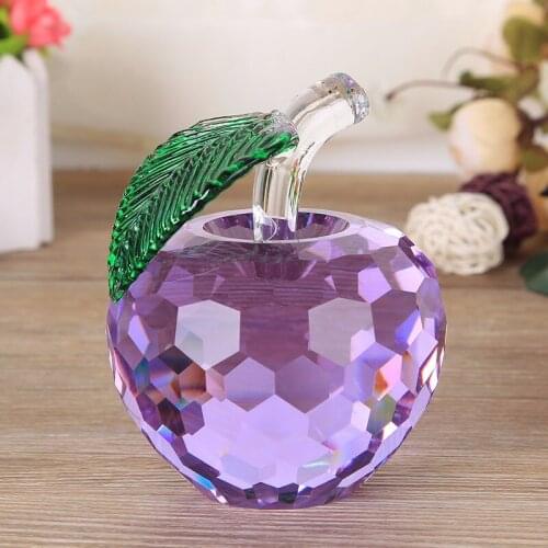 Hot Selling Good Quartz Glass 80mm 3D Purple for Valents Day Rare Artificial Festival Figurines Lovely Apple Romantic gifts
