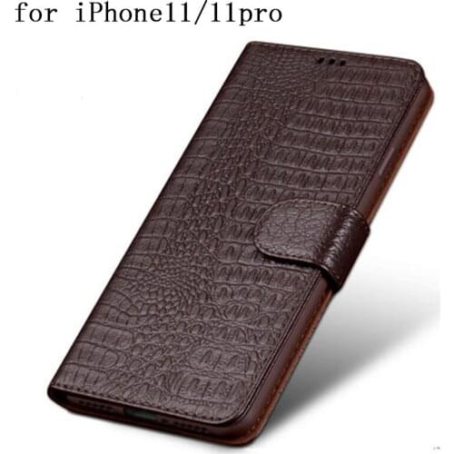 Flip Magnetic Case for iPhone 11Pro Max Case Genuine Cow Leather Phone Skin Protective for iPhone 11/11Pro Coque capa Fashion