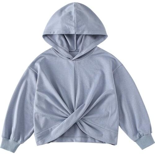 10 12 years Girls Fashion Casual Hoodies Autumn Fall Teen Girls Tops Front Cross Design Cotton Childen Hoodie