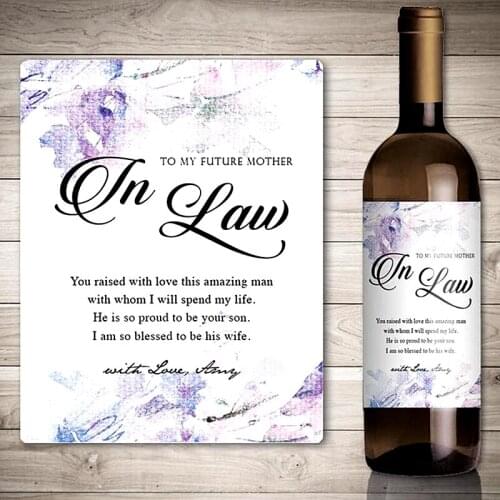 Custom Wine Label Gift for in Laws,Personalize Thank You Wine Bottle Sticker,Wedding Gift for the Parents of the Bride and Groom