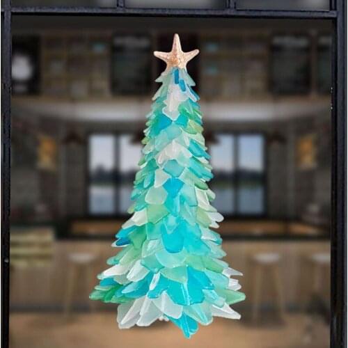 Christmas Tree Wall Stickers Merry Christmas Decoration for Home Window PVC Sticker Emerald Blue Xams Gift Noel Navidad New Year
