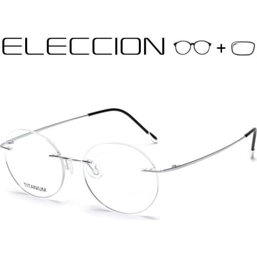 Pure Titanium Small Rimless Round Frame Glasses Prescription Men Myopia Eyeglasses Frames Women Optical Frame Spectacles