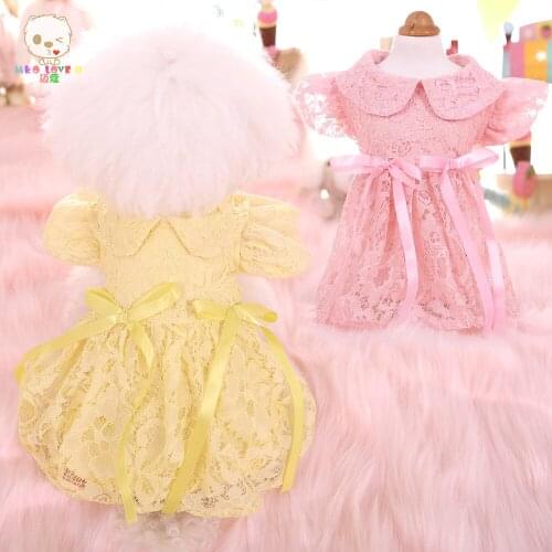 Pet Clothes For Dogs And Cats Spring Summer Shirt Dog Lace Dress Cat Rabbit Skirt Puppy Clothing Pink,Yelow,XS,S,M,L,XL