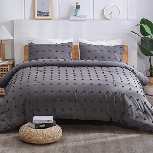 Pure color cut flower ball duvet cover double king bed Nordic bedspread simple white gray bedding cover pillowcase (no sheets)