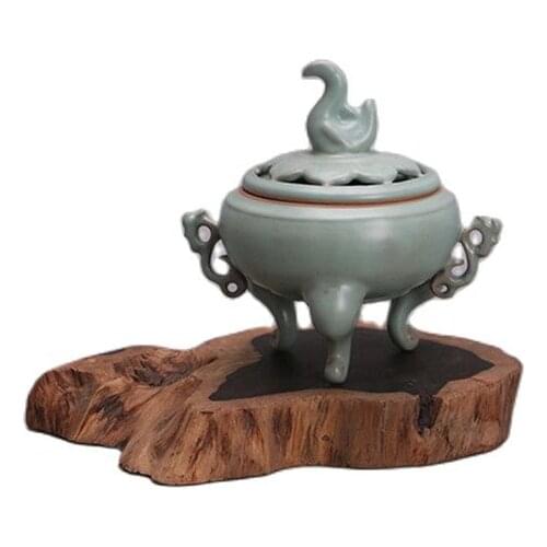 Early collection of antique porcelain song Ru kiln three foot double ear incense stove home collection porcelain