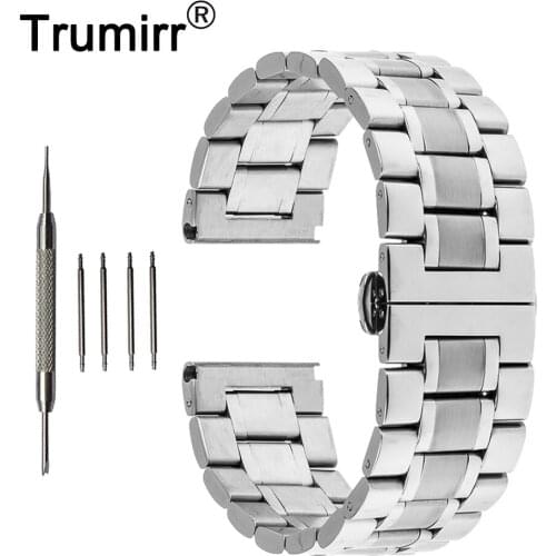 22mm Stainless Steel Watch Band Butterfly Buckle Strap Bracelet for Samsung Gear 2 R380 Neo R381 Live R382 Moto 360 2 46mm 2015