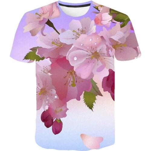 The most fashionable and beautiful flower mens and womens 3D printed T-shirts mens and womens hip hop Harajuku set t-shirts