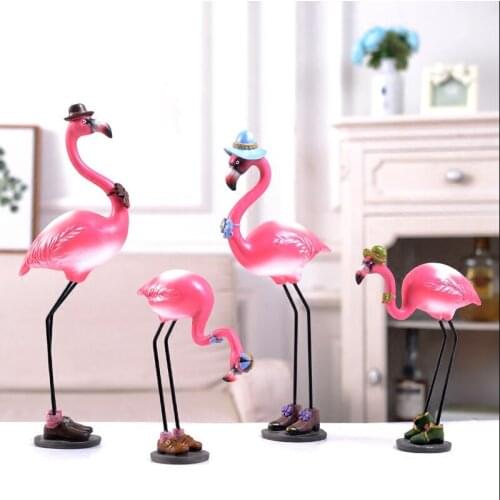 Nordic Flamingo ornaments crafts Lovely animal Family fairy garden miniatures figurines living room home decoration accessories