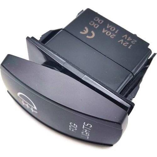Black Surface Blue Light Color 12V 20A LED Waterproof Rocker Switch Laser Etch With "Fog Lights" Symbol