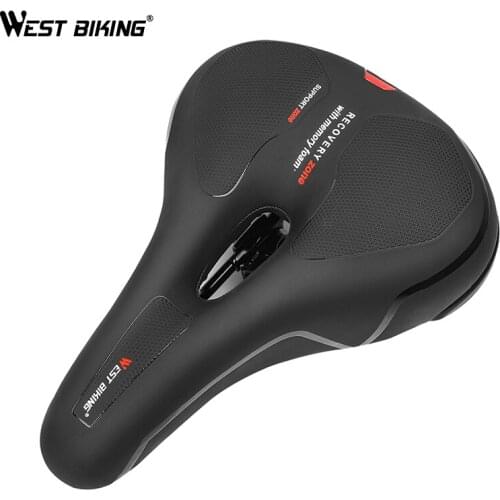 WEST BIKING Thicken Bicycle Saddle Memory Sponge Cushion Bike Wide Saddle Comfortable Road MTB Bike Parts Cycling Front Seat