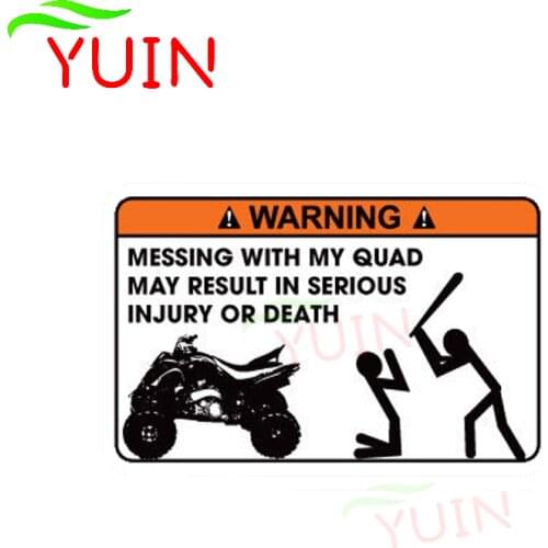 Funny MISSING WITH MY QUAD MAY RESULT IN SERIOUS INJURY OR DEATH PVC Car Sticker Personalized Body Decoration Waterproof Decals