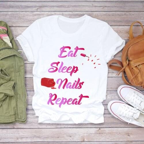 Women 2021 Summer Fingernail Nail Art Girl Cute 90s Ladies Lady T-shirts Top T Shirt Ladies Womens Graphic Female Tee T-Shirt