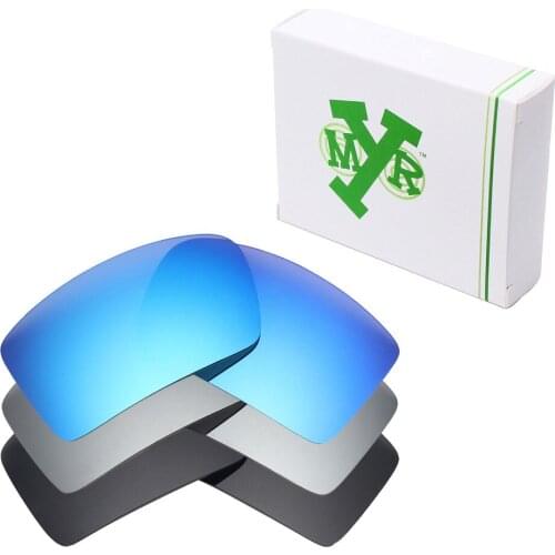 3 Pairs Mryok POLARIZED Replacement Lenses for Oakley Eyepatch 2 Sunglasses Stealth Black & Ice Blue & Silver Titanium