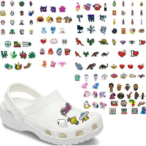 50pcs/Lot Animals Husky PVC Shoe Charms Lipstick High Heels Decorations Medical Accessories Airship Astronaut Ornaments