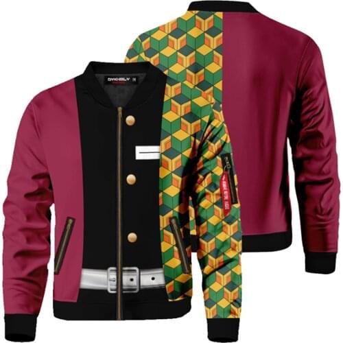 Anime Demon Slayer Tomioka Giyuu Agatsuma Zenitsu Cosplay Jacket Adult Casual 3D Printed Zip Up Coat Sweatshirt