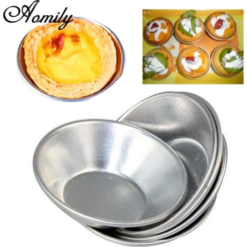 Aomily 6pcs/Set Homemade Eggs Tarts Mold Aluminum Alloy Mini Pie Quiche Baking Pan Cookies Pudding Mould DIY Baking Tools