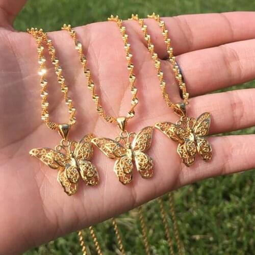 Butterfly Necklace for Women Stainless Steel Butterflies Pendant Necklace Gold Silver Color Charms Choker Boho Aesthetic Jewelry