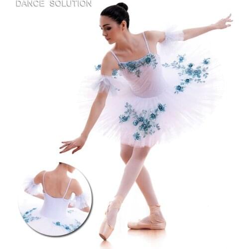 White Practice and Pre-Professional Ballet Dance Costume Pancake Tutu for Girls and Women Ballerina Dresses BLL011A