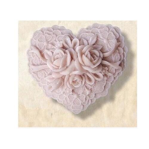 Free shipping Rose Heart Shape 1Craft Art Silicone Soap mold Craft Molds DIY Handmade soap molds