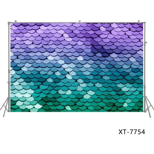 Shiny Round Sequins Printed Background Glitter Paillette Gradient Emerald Mermaid Scales Backdrop Party Newborn Portraits Banner