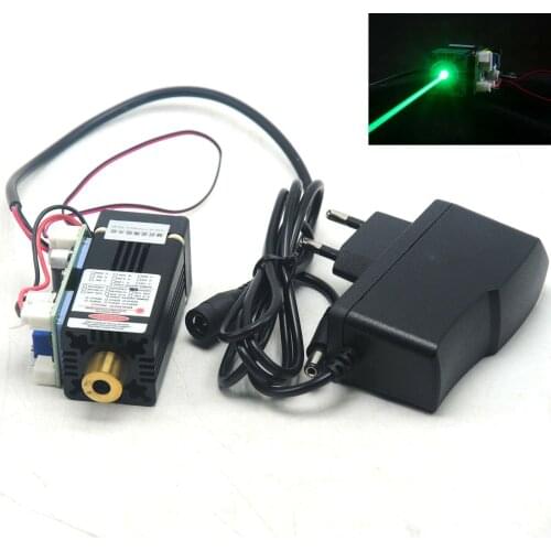 Focusable 515nm 520nm 100mW Dot Green Ray Laser Module Head w/12V Adapter & Fan