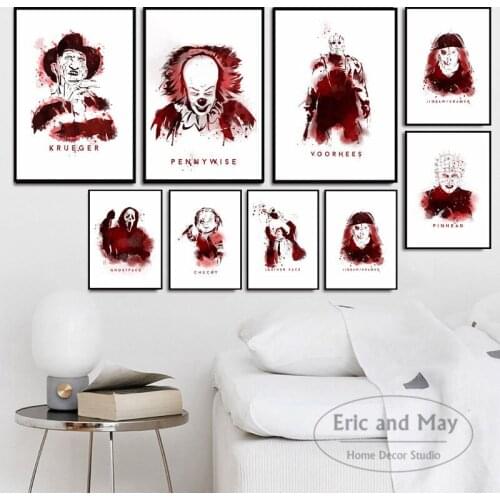 Horror Movies Character Voorhees Krueger Collage Canvas Painting Poster Prints Art Wall Pictures Living Room Home Decor