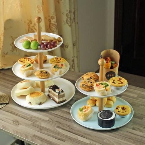Ceramic Double-layer Fruit Plate Two Or Three Layers Cake Snack Plate Nordic Minimalist Party Tableware