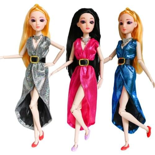 Classical V-Neck Dress Evening Gown for Barbie Doll Clothes Outfits Dresses 1/6 BJD Dollhouse Accessories Kids DIY Toy Girl Gift