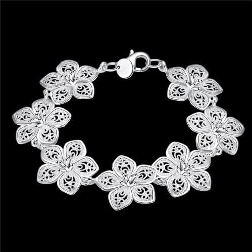 Beautiful flower design silver color charm bracelet fashion jewelry wedding gift for woman good quality H317