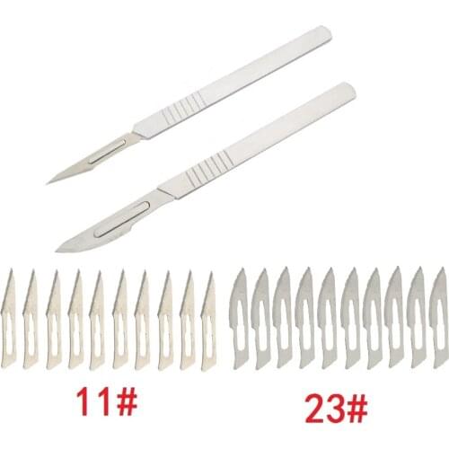 Blade+23# 11# Knife Handle Wood Carving Tools Fruit Food Craft Engraving Knife Carbon Steel DIY Cutting Tool PCB Repair 20pcs