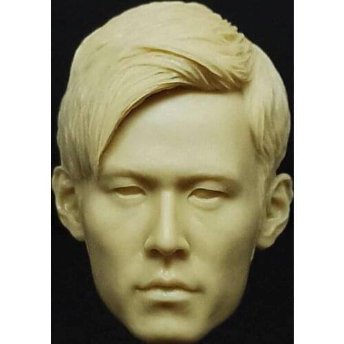 Hot Sales 1/6th Male Asian Super Singer Jay Chou Head Sculpture White Unpainted Model For Usual 12 inch Doll Collect