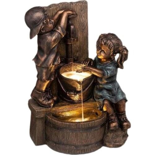 Boy And Girl Garden Statue Pressure Water/ Bath/ Kissing/ Drinking Statue Flowerbed Outdoor Statue Ornaments Home Yard Garden