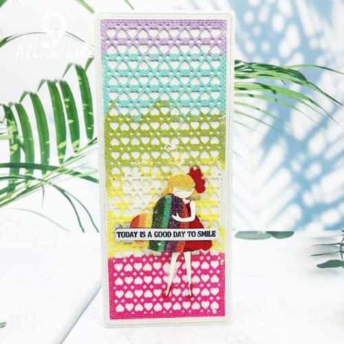 2pc Heart Background Alinacutle Slimline Card Slimline Metal Die Cut Scrapbooking Paper Craft Handmade Album Card Punch Art