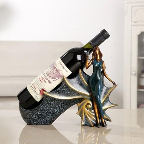 Fashion Resin Beauty Lady Conch Wine Rack Modern Wine Bottle Holder Racks Home Window Wine Cabinets Living Room Decoration Tools