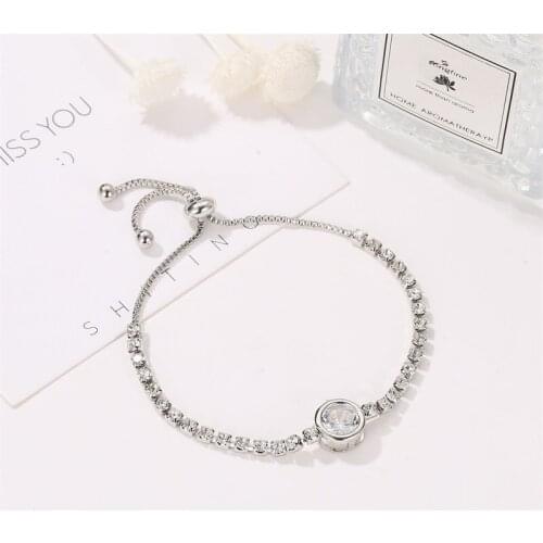 Fashion Women Bracelet Round Heart Rhinestone Adjustable Bracelets Bangles Wristband For Party Jewelry