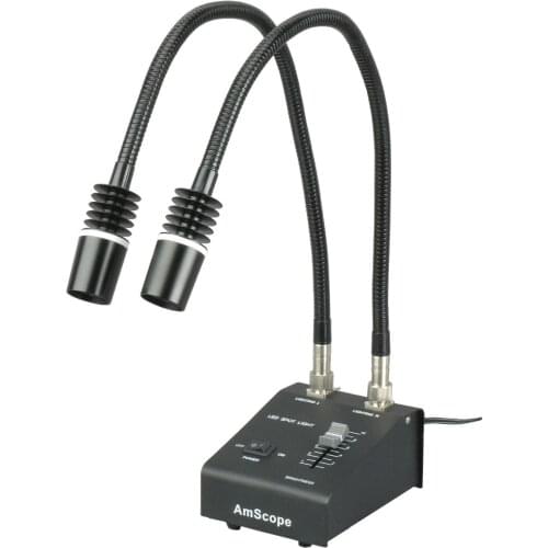 AmScope Powerful 6 Watt LED Dual Goose-neck Illuminator LED-6W