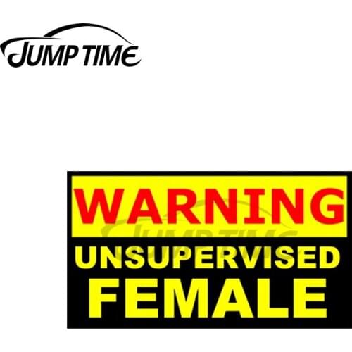 JumpTime 13 x 3.2cm Warning Unsupervised Female Sign Car Stickers ScratchProof Waterproof Decal Car Body Motorcycle Decoration
