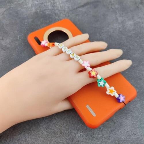New Ins Trendy Colorful Star Beads Chain Mobile Phone Chain Anti-lost Handmade Acrylic Cord Lanyard for Women
