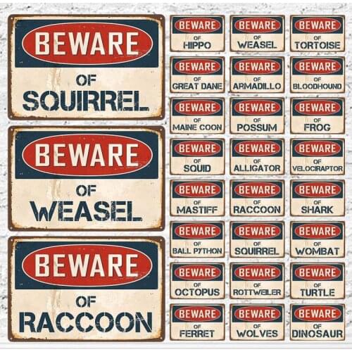 Beware Sign Funny Warning Danger Metal Tin Sign Wall Plaque Poster Painting Wall Sign
