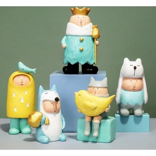 Polarhouse Colorful Creative Resin Animal Figures Mordern Minimalist Cute Kids Decorative Dolls Home Desktop Ornaments